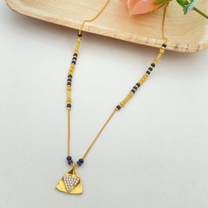 Diamond Mangalsutra Womens , Gold Plated Mangalsutra, Bollywood Actress Mangalsutra, CZ Mangalsutra, Gold Indian Mangalsutra | Gift for her