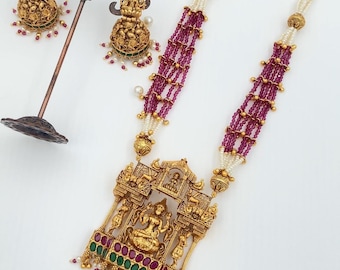 Temple Necklace | Temple Jewely | Indian Jewelry | South Jewelry | Laxmi Necklace|Indian Necklace South Indian Temple Jewelry | Gift For Her