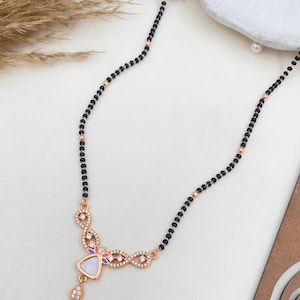 Diamant Mangalsutra Womens, vergoldetes Mangalsutra, Bollywood-Schauspielerin Mangalsutra, CZ Mangalsutra, indischer Schmuck, Gold indisches Mangalsutra