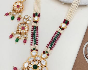 Colar Polki Moissanite banhado a ouro: joias para noivas indianas