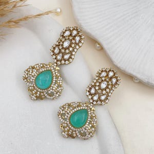 Sabyasachi Earrings, Designer Sabyasachi Jewelry, Sabyasachi ,Deepika earrings,Sabyasachi inspired tropical earrings,Long Indian Earring