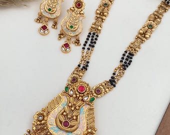 Traditional Long Mangalsutra Womens , Gold Plated Mangalsutra, Bollywood Actress Mangalsutra Indian Jewelry, Gold Indian Mangalsutra Gift
