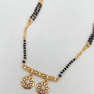 Diamant Mangalsutra Womens, vergoldetes Mangalsutra, Bollywood-Schauspielerin Mangalsutra, CZ Mangalsutra, indischer Schmuck, Gold indisches Mangalsutra