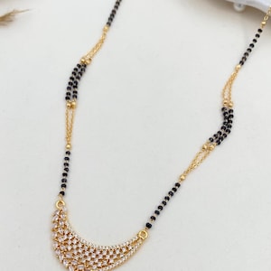 Diamant Mangalsutra Womens, vergoldetes Mangalsutra, Bollywood-Schauspielerin Mangalsutra, CZ Mangalsutra, indischer Schmuck, Gold indisches Mangalsutra