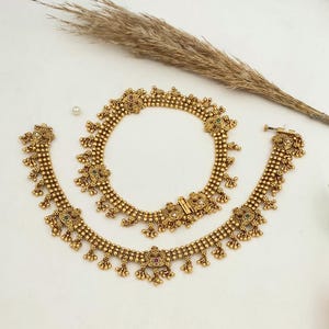 Enkelband gouden vrouwen enkelband bruids enkelband sierlijke enkelband bruiloft sieraden, Kundan Payal paar bruidssieraden vergulde enkelbanden kristallen enkelbanden