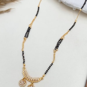 Diamant Herz Mangalsutra : Vergoldeter indischer Schmuck