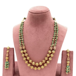 Long Gold Necklace/Indian necklace / Matar Mala/ Gold Beaded Necklace/ Gold necklace/Beaded gold chain/Indian jewelry/Pakistani jewelry
