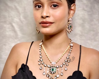 Tyaani Polki pearl  Necklace/ bride /Indian jewelry/Designer Necklace /Bollywood Jewelry/Sabyasachi Jewelry /Gift for Her/Valentine for her