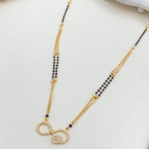 Diamant Mangalsutra Womens, vergoldetes Mangalsutra, Bollywood-Schauspielerin Mangalsutra, CZ Mangalsutra, indischer Schmuck, Gold indisches Mangalsutra