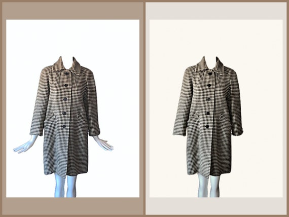 Houndstooth Coat Houndstooth Vintage Coat Wool Co… - image 4