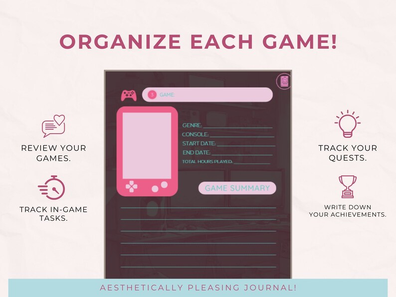Neon Gaming Journal, Game Tracker, Gaming Organizer, Video Game Planner ...