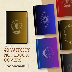 40 Witchy Digital Notebook Covers, Witchcraft aesthetic, Grimoire Witch stationery, For planners journals manifestations, Goodnotes PDF