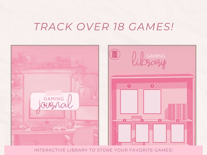 Pink Gaming Journal, Game Tracker, Gaming Organizer, Video Game Planner, Progress Tracker