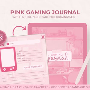 Pink Gaming Journal, Game Tracker, Gaming Organizer, Video Game Planner, Progress Tracker, Goodnotes Planner Template, Cozy Gaming