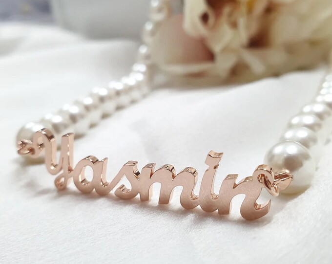 Personalized Pearl Pendant Necklace, Custom Name Necklace, Birthday Gift for Wife, Personalized Jewelry, Gift for Mom, Gift for Grandma