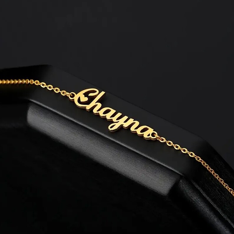 18K Solid Gold Name Anklet, Customizable Name Anklet, Personalized Jewelry for feet, Gift for Girlfriend under 20 dollars, Anniversary Gift image 9