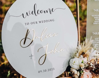 3D Acrylic Round Wedding Welcome Sign, Custom Acrylic Wedding Sign, Engagement Sign, Event Sign, Nikkah Sign, Wedding Gift,Housewarming Gift