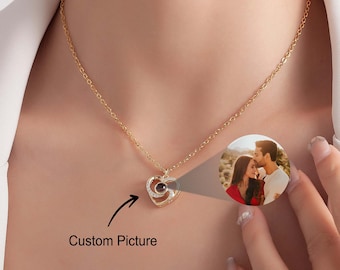 Picture Necklace, Projection Necklace, Custom Pendant Photo Necklace, Gift For Her, Anniversary Gift, Memorial Necklace, Grandma Necklace