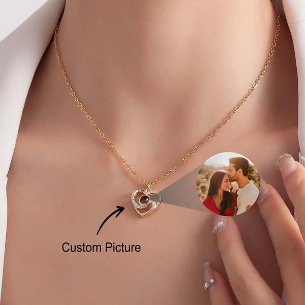 Picture Projection Necklace, Custom Pendant Photo Necklace, Gift For Mom,Anniversary Gift,Grandma Necklace,Gift for Wife,Gift for Girlfriend