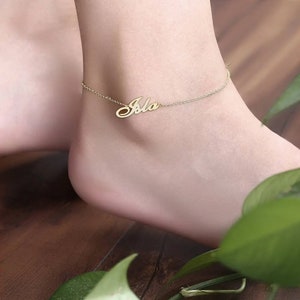 18K Solid Gold Name Anklet, Customizable Name Anklet, Personalized Jewelry for feet, Gift for Girlfriend under 20 dollars, Anniversary Gift image 6