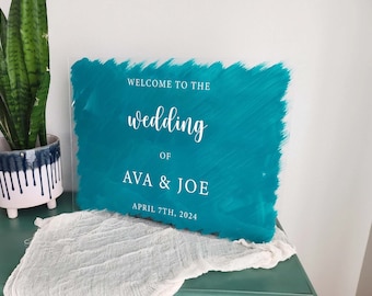 Acrylic Brushed Wedding Welcome Sign, Custom Acrylic Wedding Sign, Engagement Sign, Event Sign, Nikkah Sign, Wedding Gift, Anniversary Sign