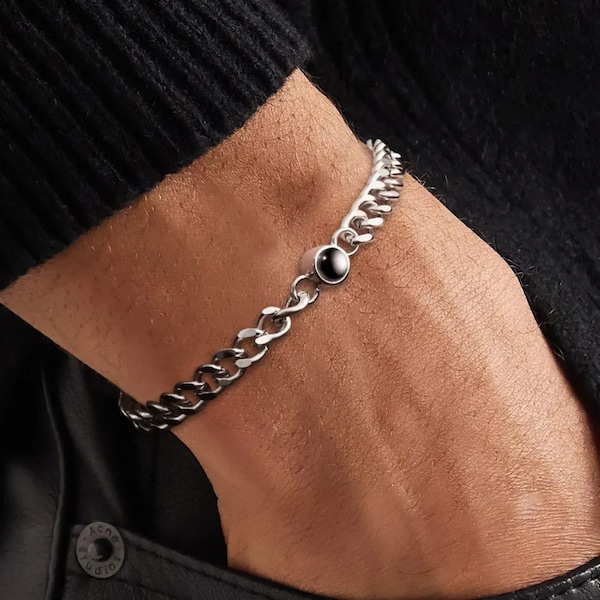 Bracciale per coppie con proiezione personalizzata, Bracciale coordinato coordinato, Braccialetti personalizzati da uomo, Regalo per il marito, Regalo per il fidanzato, Regali di anniversario