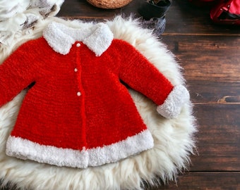 Christmas Fur Cardigan: Soft Knit Jacket for Girls