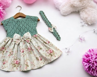 Girl Dress,Girl Knitted Dress, Baby Dress, Handmade Dress,Girl Knit Dress,Chistmas Gift Dress, and Photo Photoshoot Girl Dress