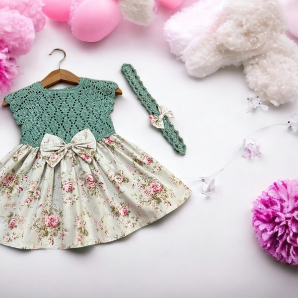 Robe pour fille, robe en tricot pour fille, robe pour bébé, robe faite main, robe en tricot pour fille, robe pour cadeau de Noël et robe pour fille pour séance photo