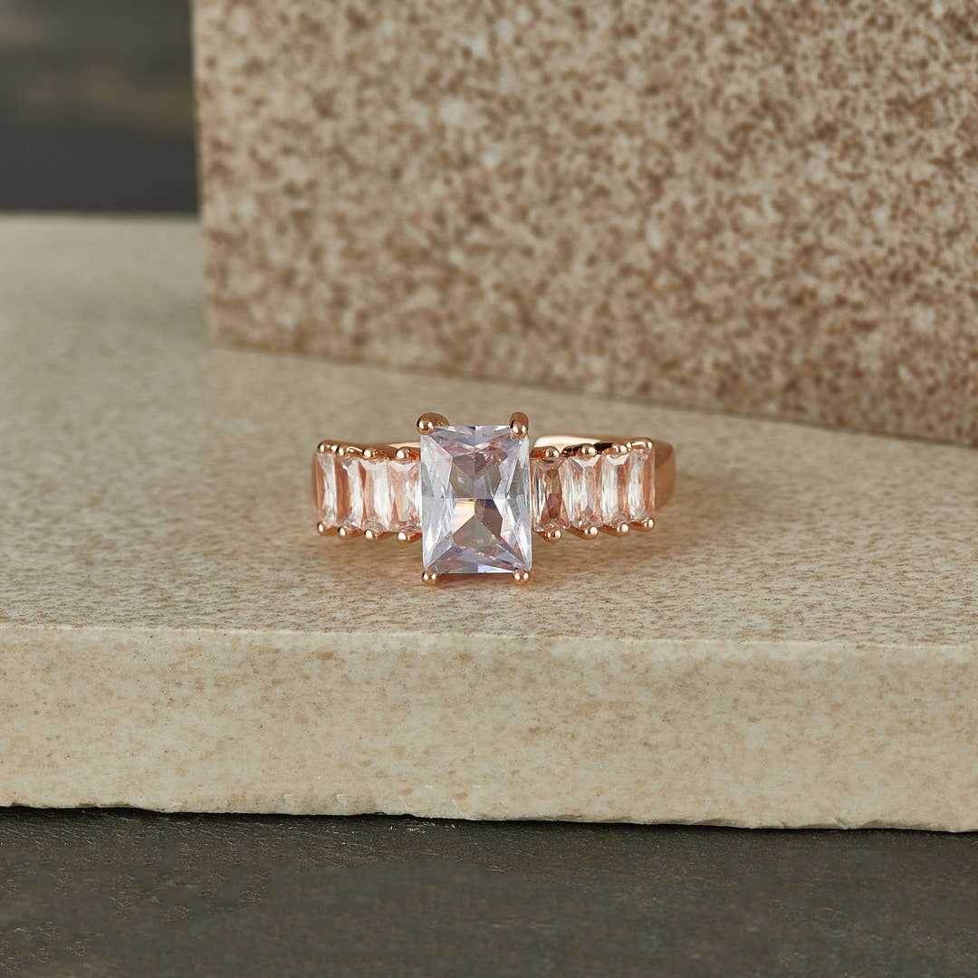 Radiant Diamond Pave Engagement Ring Wedding Ring Bridesmaid Etsy