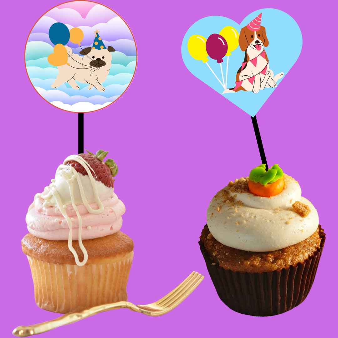Printable Puppy Cupcake Toppers Dog Party Puppy Dogs Cupcake Etsy