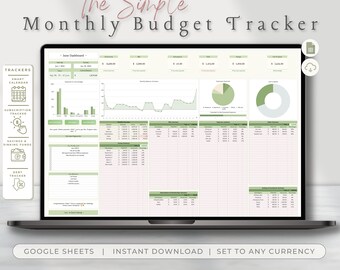 Monthly Budget Tracker, Smart Calendar, Google Sheets (Digital Download)