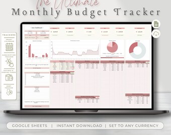 Ultimate Monthly Budget Tracker, Google Sheet Planner (Digital Download)