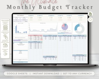 Ultimate Monthly Budget Tracker, Google Sheet (Digital Download)