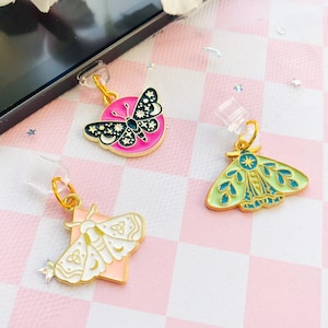 Tapón antipolvo con forma de polilla, amuleto místico de polilla, tapón antipolvo para el conector de audio de los auriculares del mando de juegos Switch