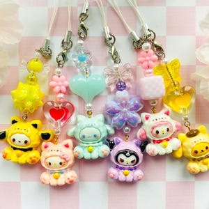 Ciondolo per telefono Sanrio, Kuromi Hello Kitty Pompompurin Cinamoroll My Melody, portachiavi con cordino kawaii, regalo per lei.