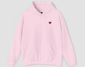 Light Pink Heart Embroidered Hoodie