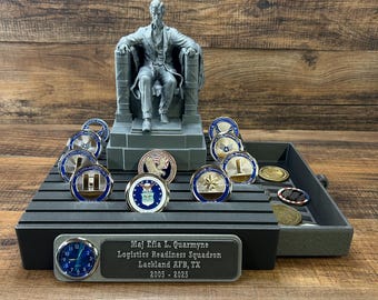 Lincoln Memorial Coin Holder With Storage Drawer and Clock Option