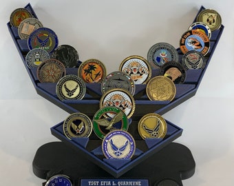 Air Force Emblem Coin Holder With Stand and Watch Option