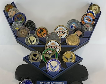 Air Force Emblem Coin Holder With Stand and Clock Option