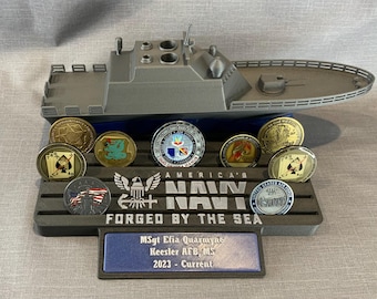 U.S. Navy Forged By The Sea (USS Forth Worth) Coin Holder With Clock Option