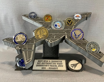 B-1B “The Bone” Lancer (version 2) Coin Holder With Stand and Clock Option