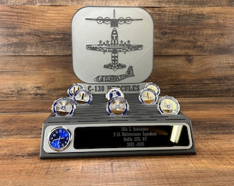 C-130 “Hercules” Schematic Folding Coin Holder With Storage Drawer and Clock Option
