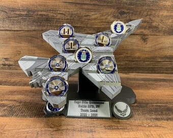 F-16 Winchester (Camo) Coin Holder With Stand and Clock Option