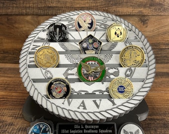U.S. Navy Emblem Coin Holder With Stand and Watch Option