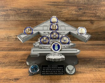 B-2 Spirit Coin Holder With Stand and Clock Option