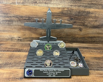 C-130 “Hercules” Profile Folding Coin Holder With Storage Drawer and Clock Option
