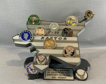 F-22 Raptor Coin Holder With Stand and Clock Option