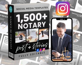 公証人向けマーケティング投稿 | ソーシャルメディアバンドル | Canva InstagramおよびFacebook | 編集可能なテンプレート