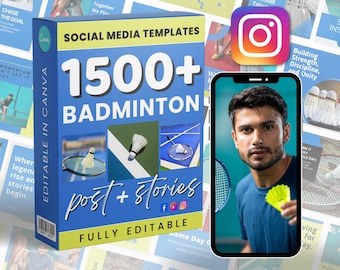 バドミントンマーケティング投稿 | ソーシャルメディアバンドル | Canva InstagramとFacebook